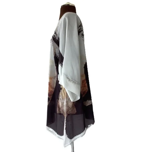 Flowy Silk Abstract Print Tunic - Picture 5 of 6